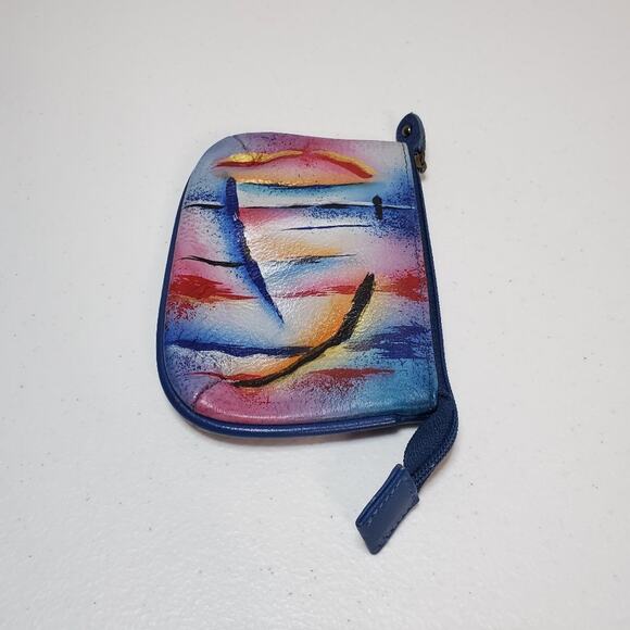 Anuschka Abstractions Hand Painted Leather Coin Pouch - Picture 6 of 7